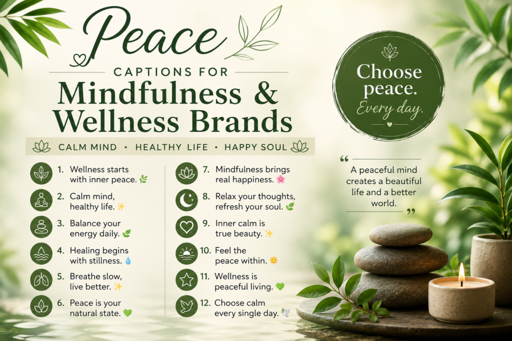 Peace Captions for Mindfulness & Wellness Brands