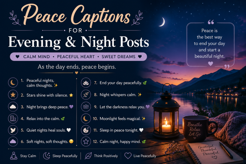 Peace Captions for Evening & Night Posts