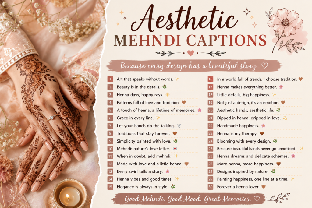 🌸 Aesthetic Mehndi Captions