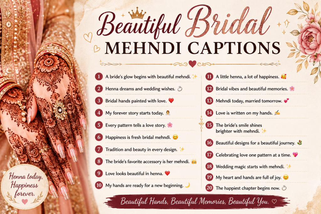 👰 Beautiful Bridal Mehndi Captions