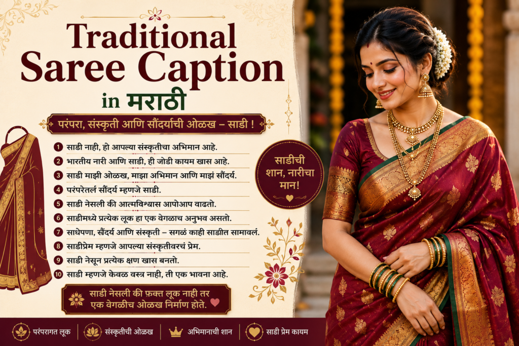 Traditional Saree Caption in Marathi