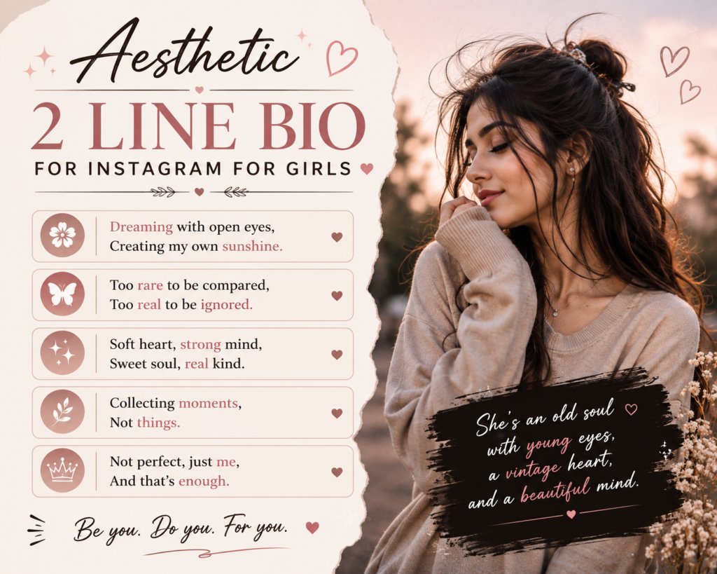 Aesthetic 2 Line Bio for Instagram for Girls