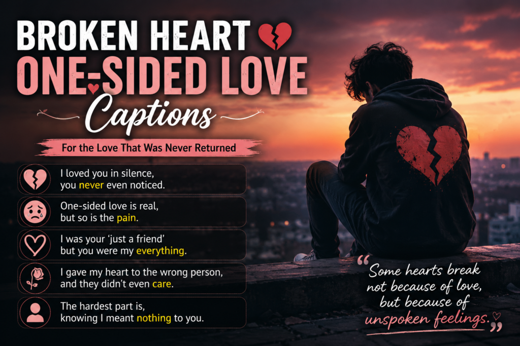 Broken Heart One-sided Love Captions