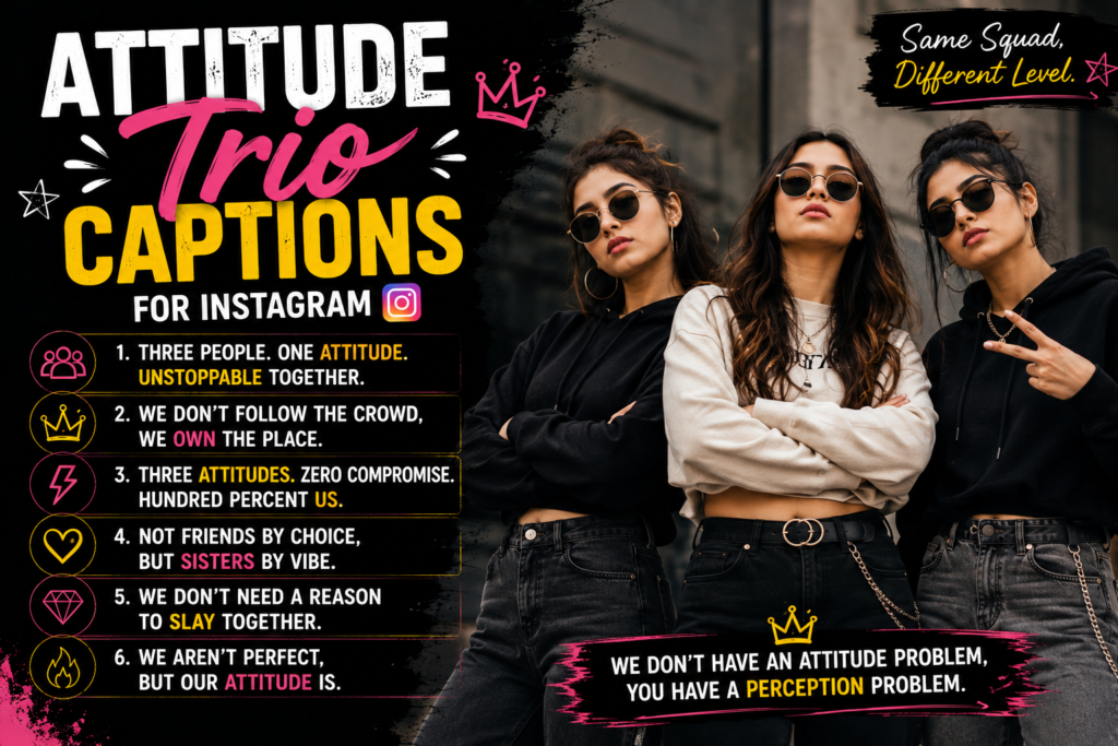 Attitude Trio Captions for Instagram