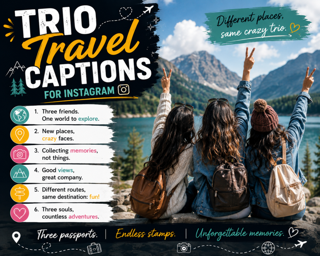 Trio Travel Captions for Instagram