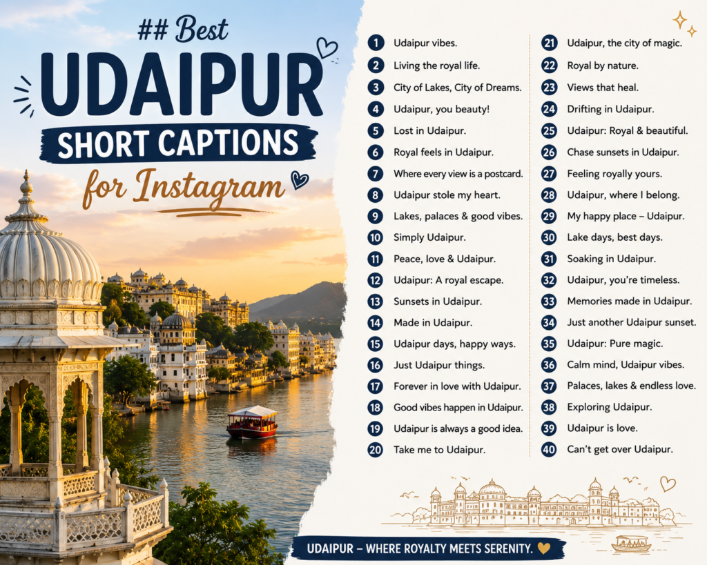 Best Udaipur Short Captions for Instagram
