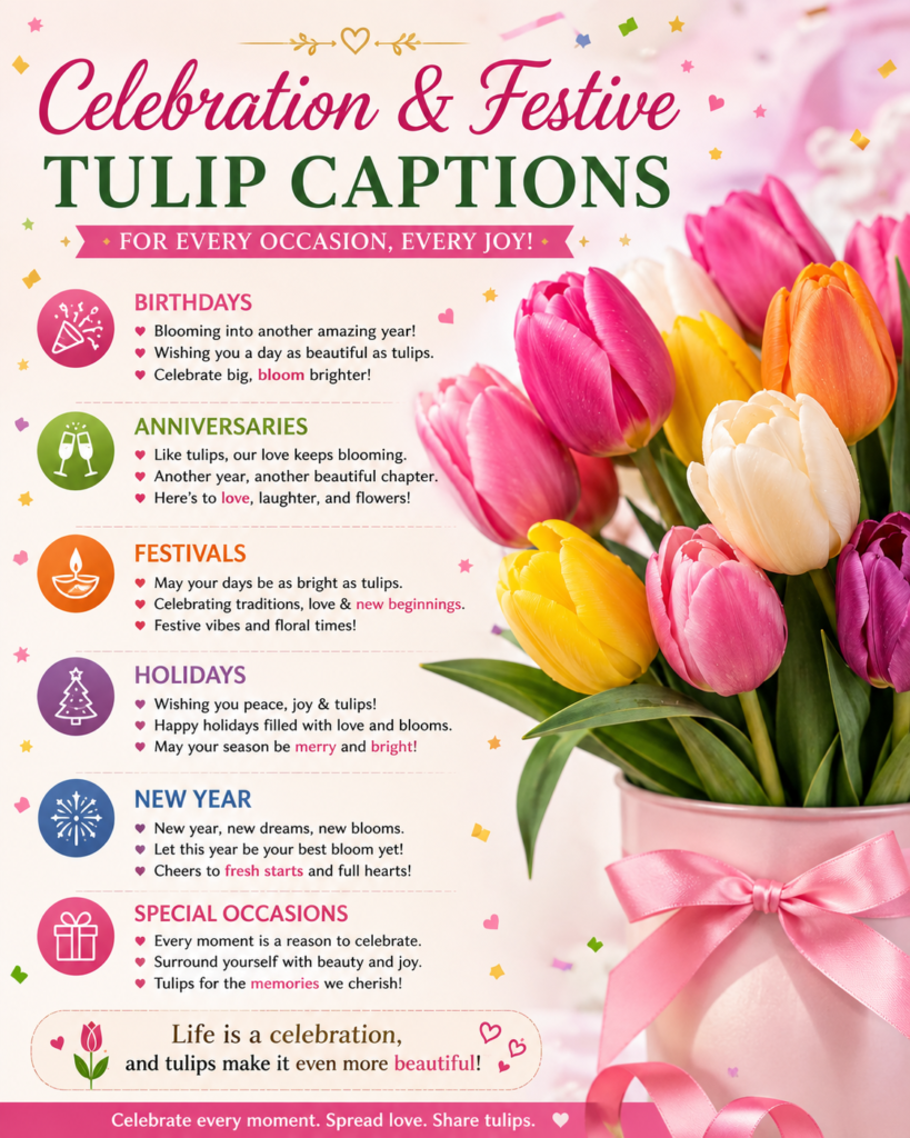 15. Celebration & Festive Tulip Captions
