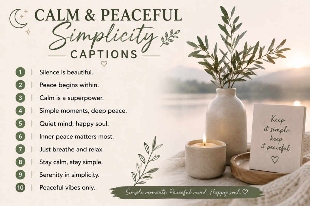 🌙 Calm & Peaceful Simplicity Captions