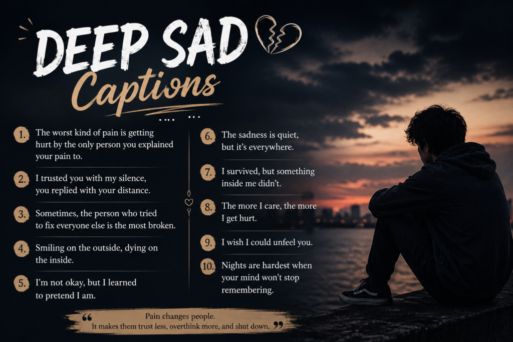 100 Best Sad Captions in English (Short, Deep & Emotional)