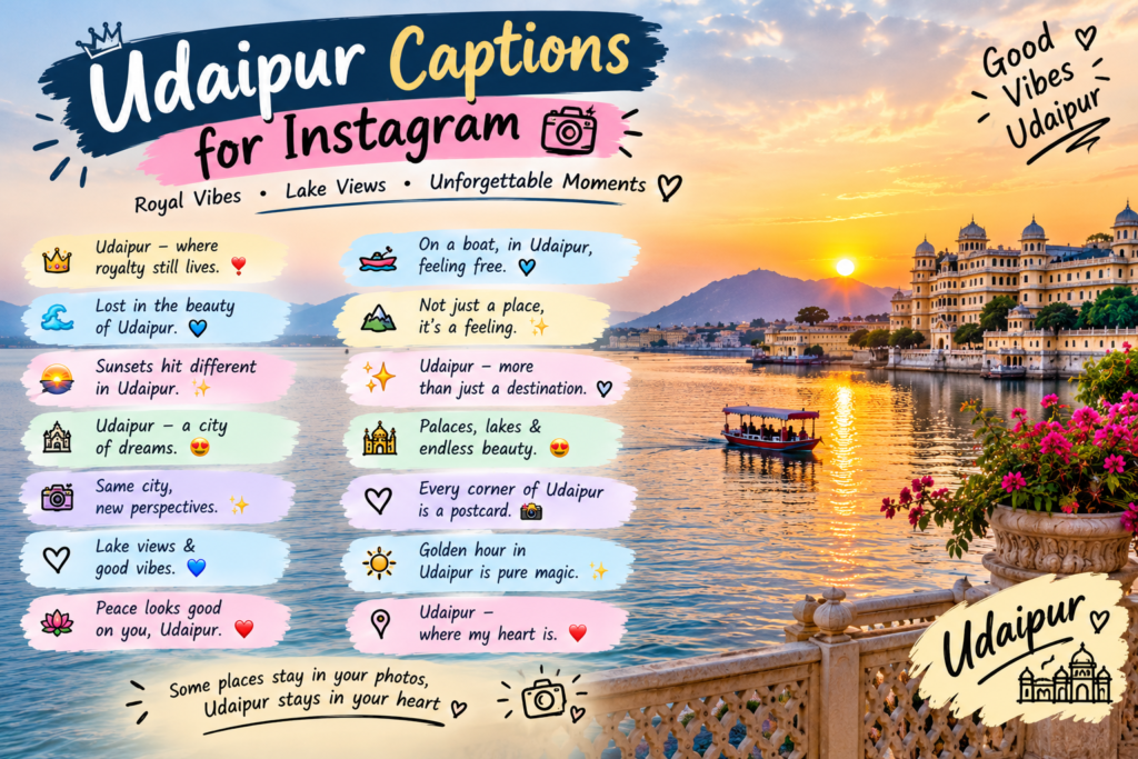 Udaipur Captions for Instagram with Emojis 🏰📸