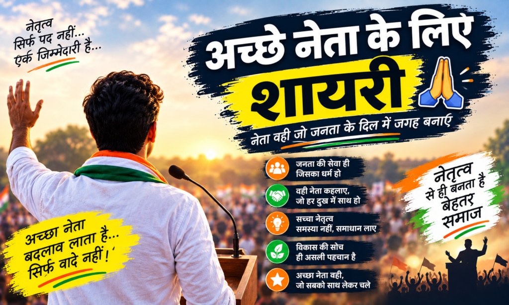 अच्छे नेता के लिए शायरी 🙏