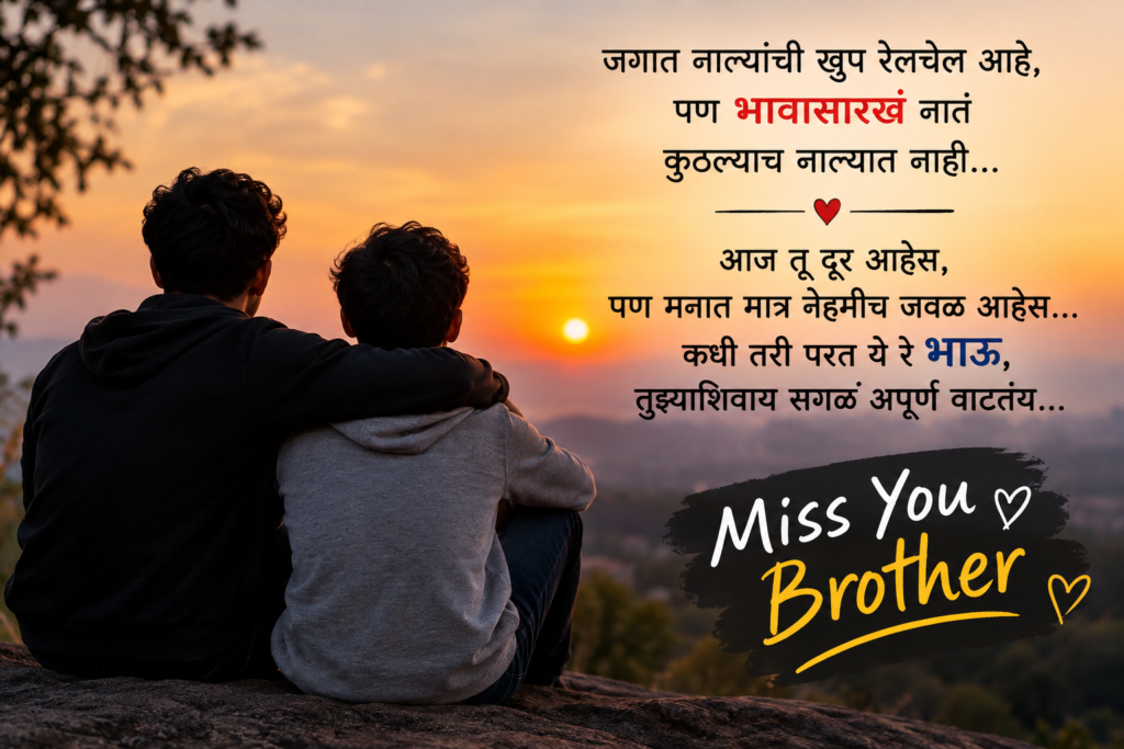 Heart Touching Miss You Brother Quotes in Marathi 👬💔