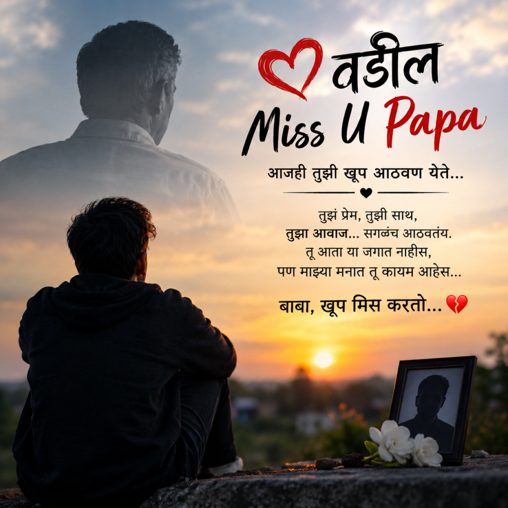 वडील Miss U Papa Status in Marathi After Death 💔