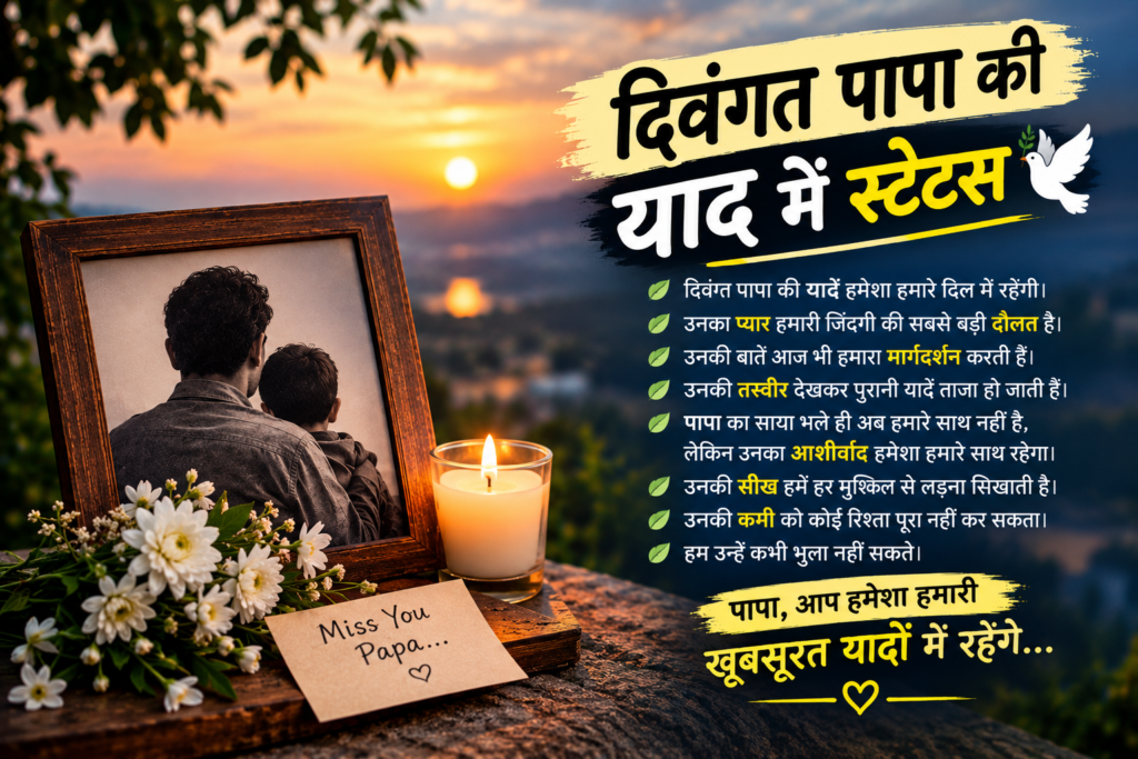 14. दिवंगत पापा की याद में स्टेटस 🕊️