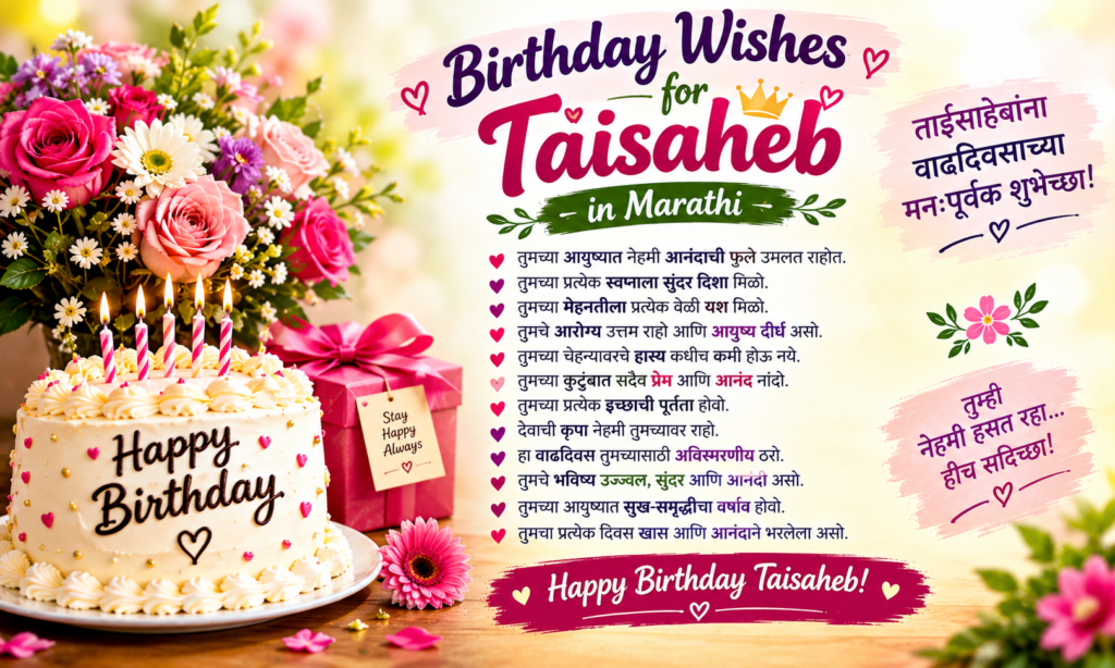 🎂 2. Birthday Wishes for Taisaheb in Marathi