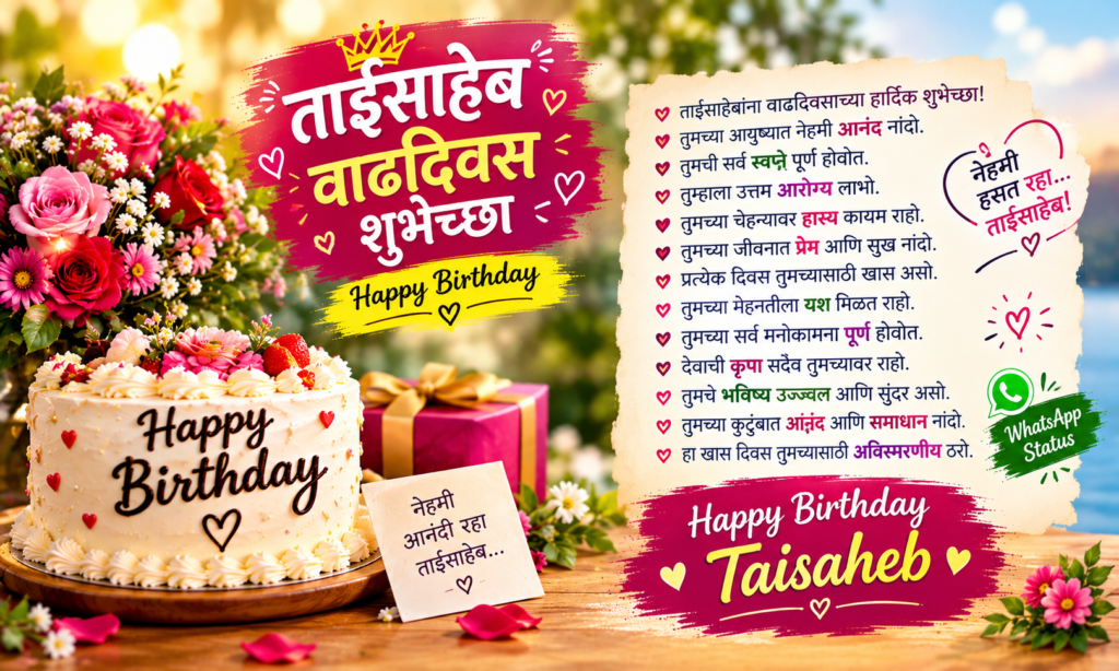 🎉 7. ताईसाहेब वाढदिवस शुभेच्छा WhatsApp Status
