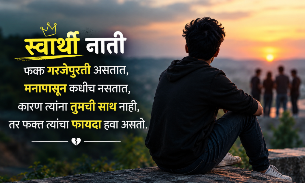 👑 12. स्वार्थी नात्यांवर मराठी कोट्स