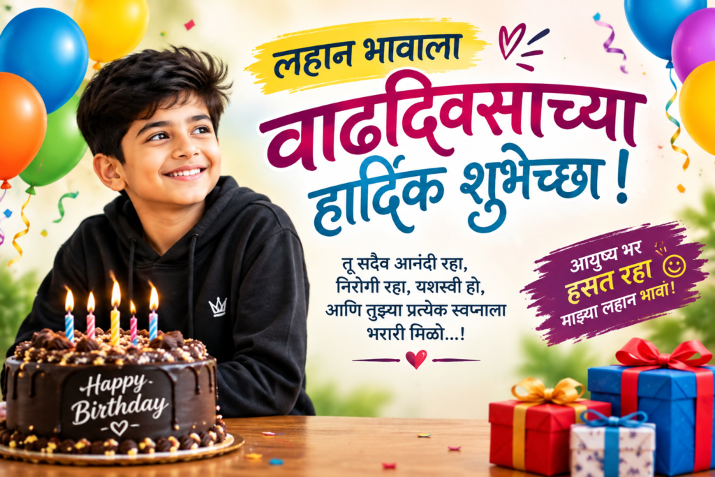 लहान भावाला वाढदिवसाच्या हार्दिक शुभेच्छा बॅनर