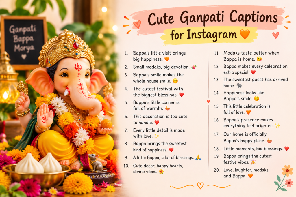 Cute Ganpati Captions for Instagram 🧡