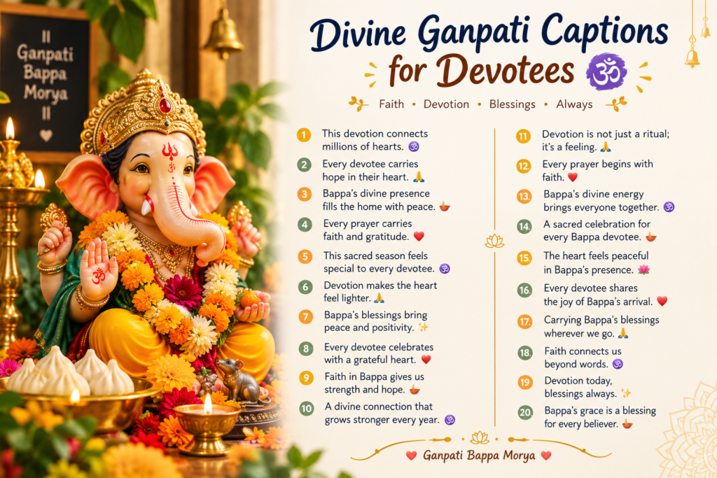 Divine Ganpati Captions for Devotees 🕉️