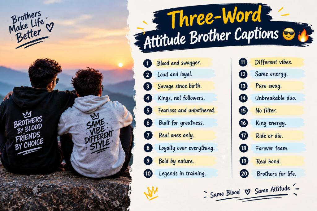 Three-Word Attitude Brother Captions 😎🔥