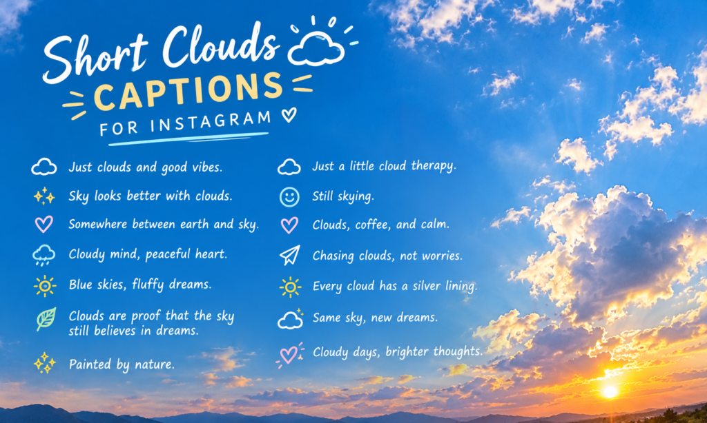 Short Clouds Captions for Instagram ✨☁️