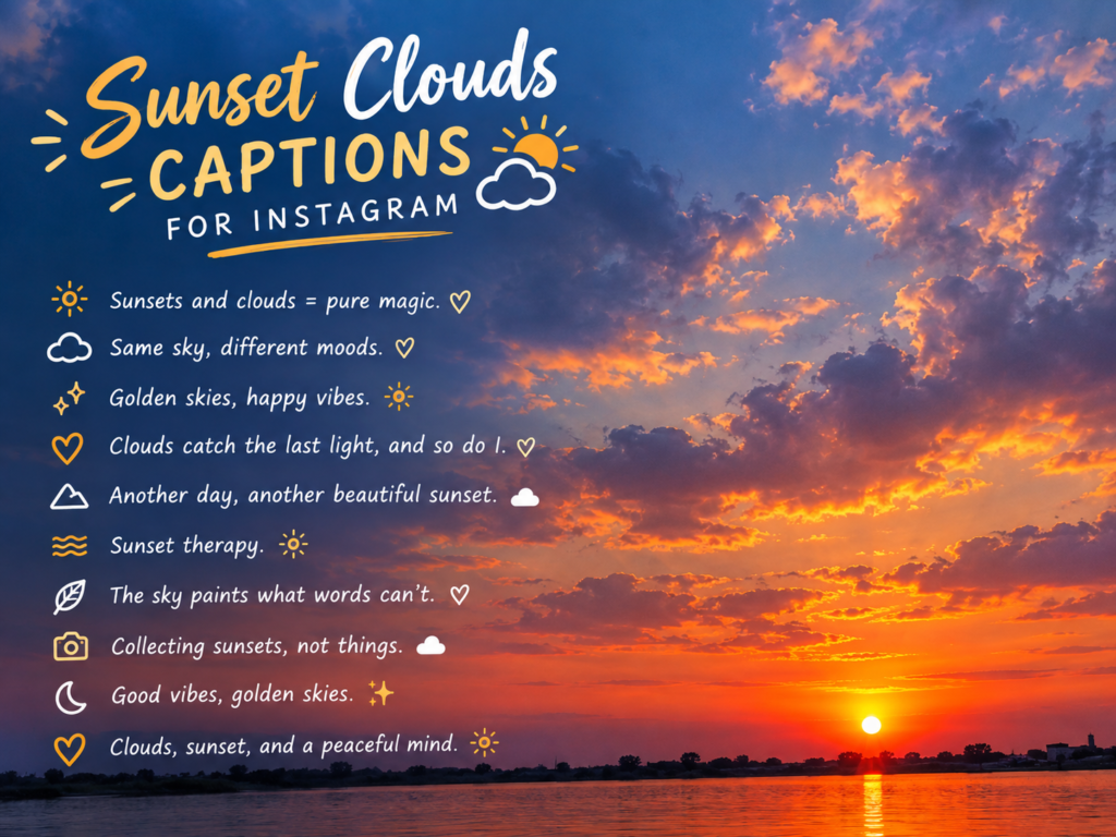 Sunset Clouds Captions for Instagram 🌅☁️