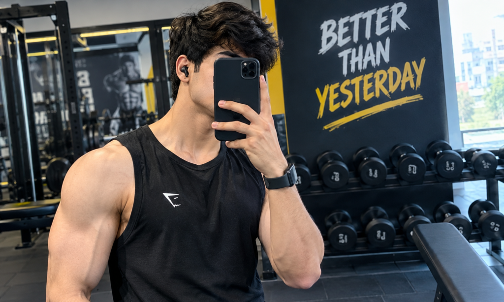 🏋️ 2. Short Gym Selfie Captions