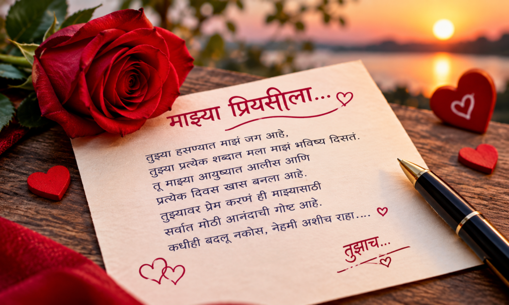 🥰 2. प्रेयसीसाठी प्रेमपत्र मराठी