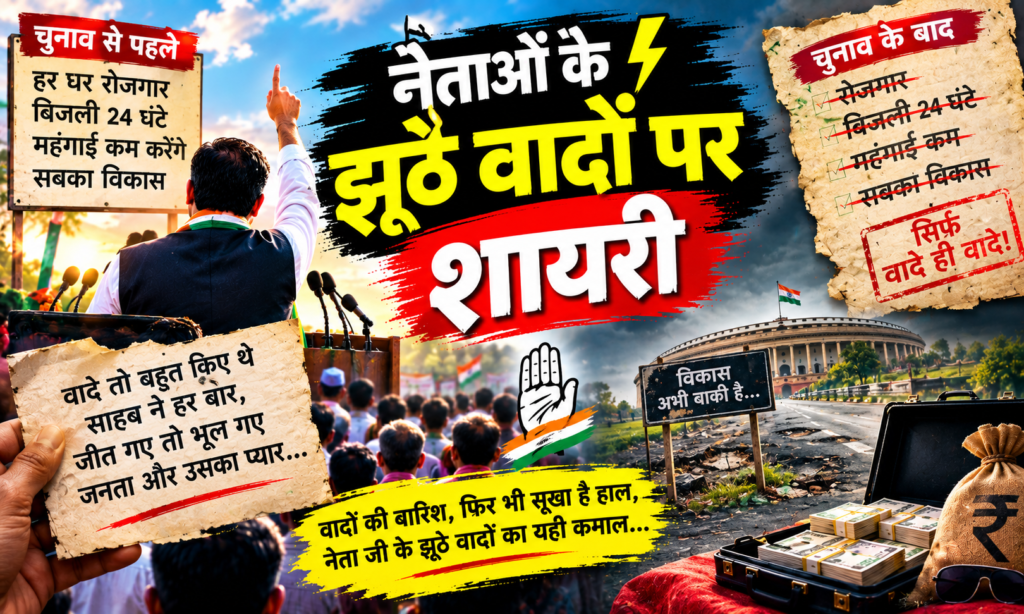 ⚡ नेताओं के झूठे वादों पर शायरी