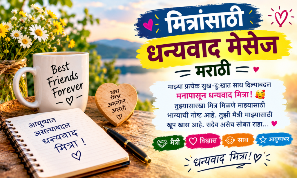 🥰 मित्रांसाठी धन्यवाद मेसेज मराठी