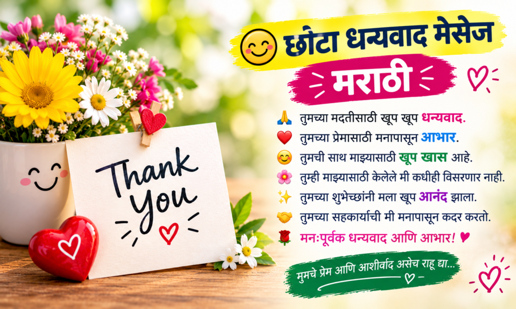 😊 छोटा धन्यवाद मेसेज मराठी