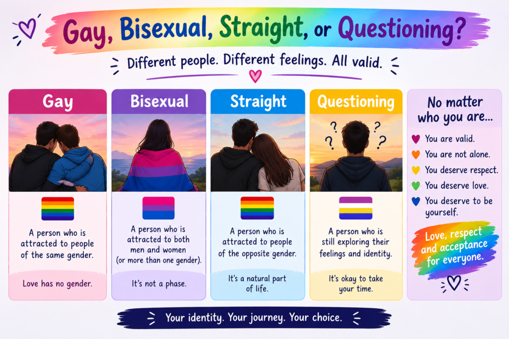 7. 🏳️‍🌈 Gay, Bisexual, Straight, or Questioning?