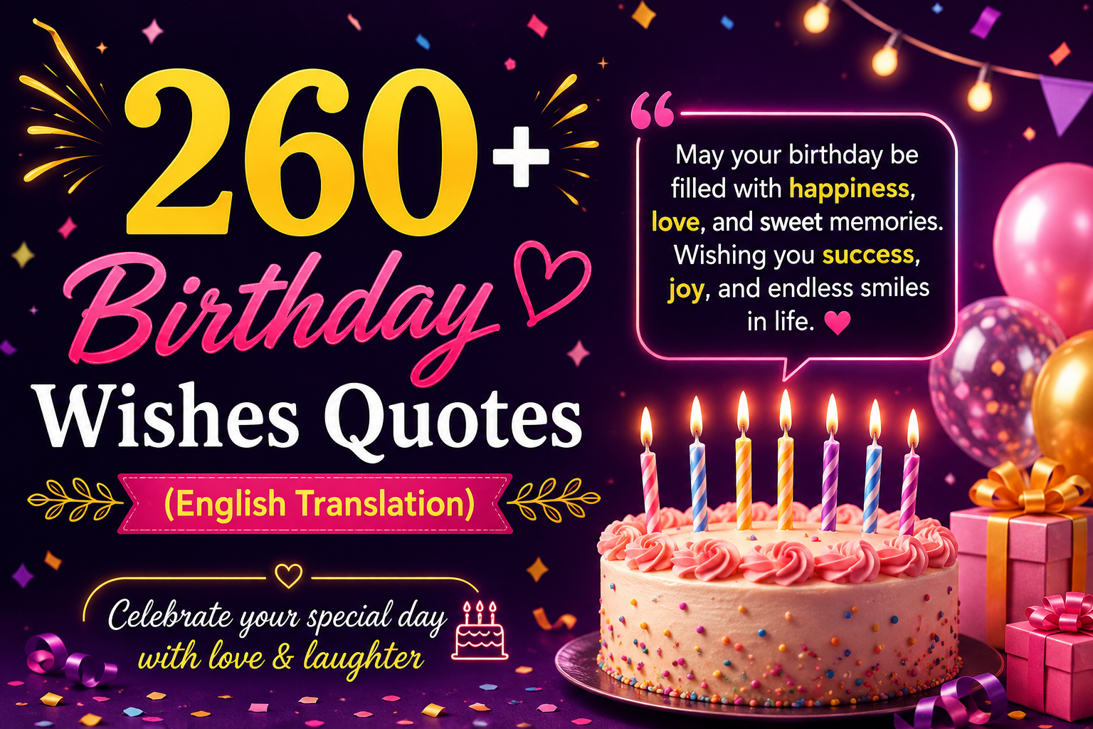 260+ Birthday Wishes (English Translation) 🎂🎉