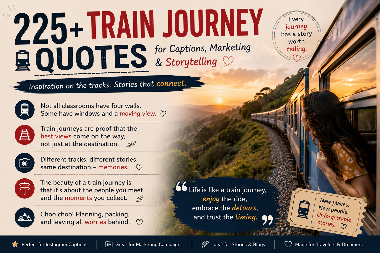 225+ Train Journey Quotes for Captions, Marketing & Storytelling