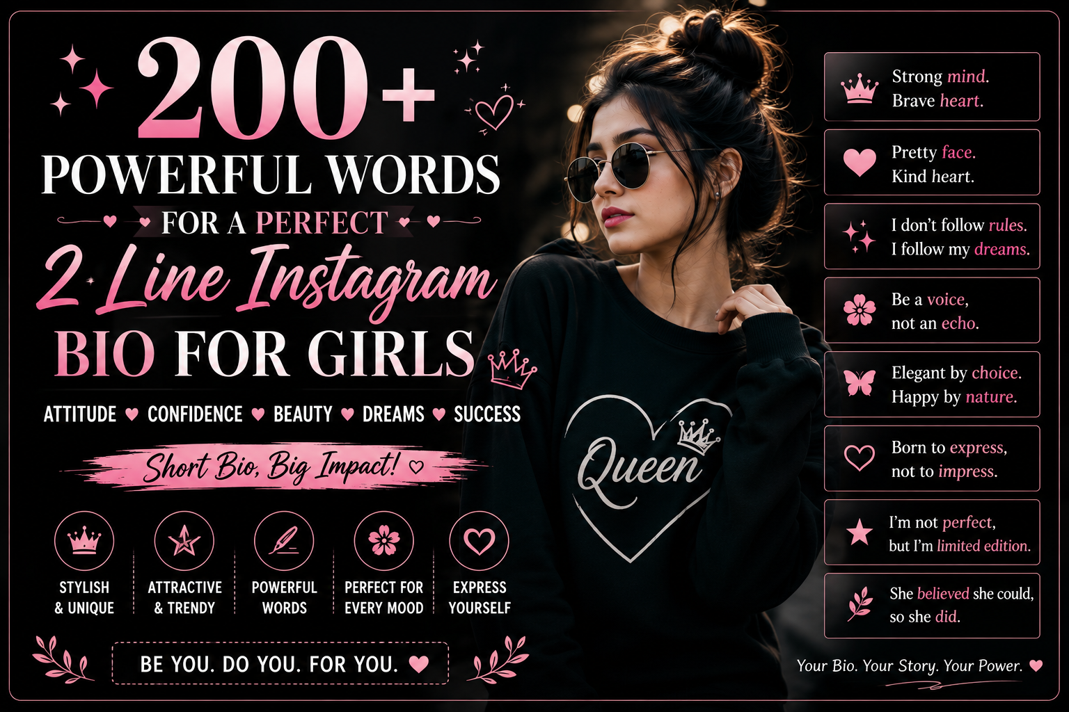 ✨ 200+ Powerful Words for a Perfect 2 Line Instagram Bio for Girls