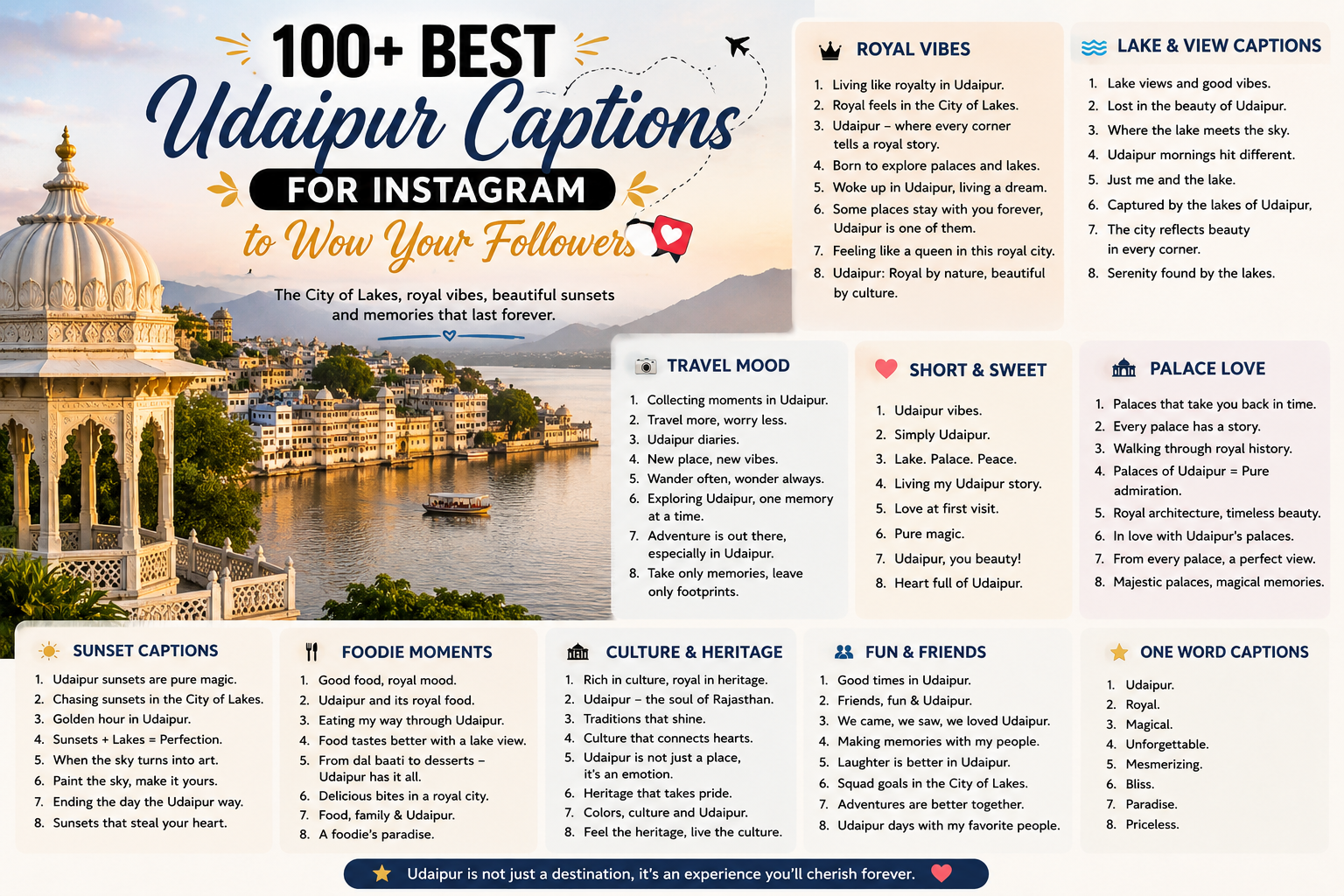 100+ Best Udaipur Captions for Instagram to Wow Your Followers