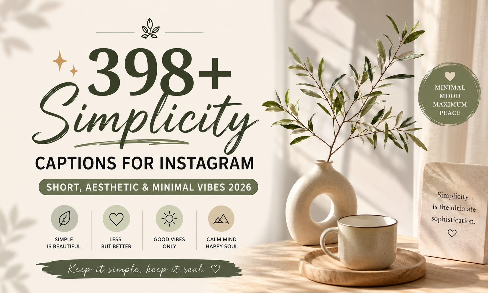 ✨ 398+ Simplicity Captions for Instagram (Short, Aesthetic & Minimal Vibes 2026)