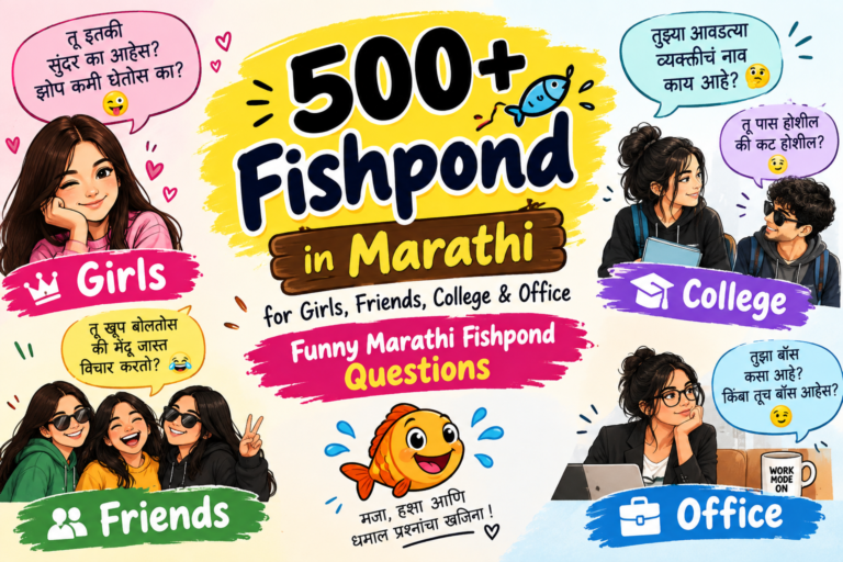 500+ Fishpond in Marathi for Girls, Friends, College & Office | Funny Marathi Fishpond Questions