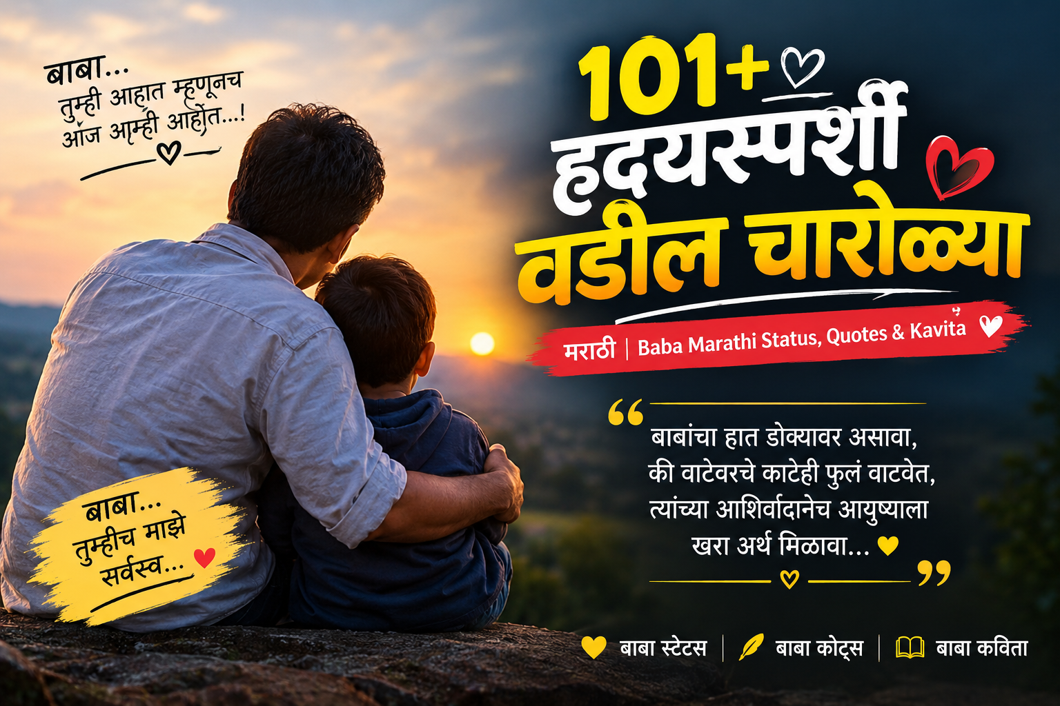 101+ हृदयस्पर्शी वडील चारोळ्या मराठी | Baba Marathi Status, Quotes & Kavita ❤️
