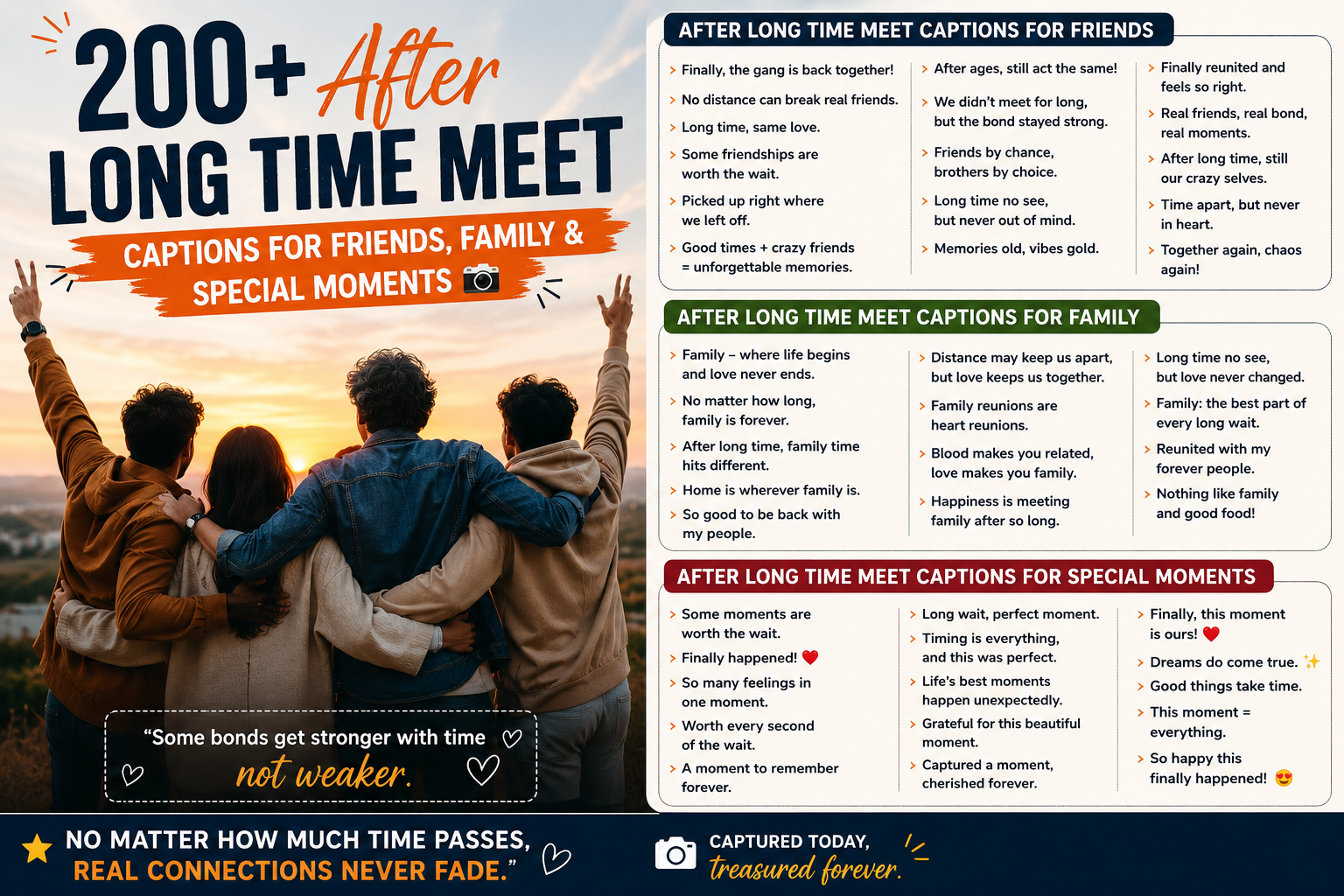 200+ After Long Time Meet Captions for Friends, Family & Special Moments 📸