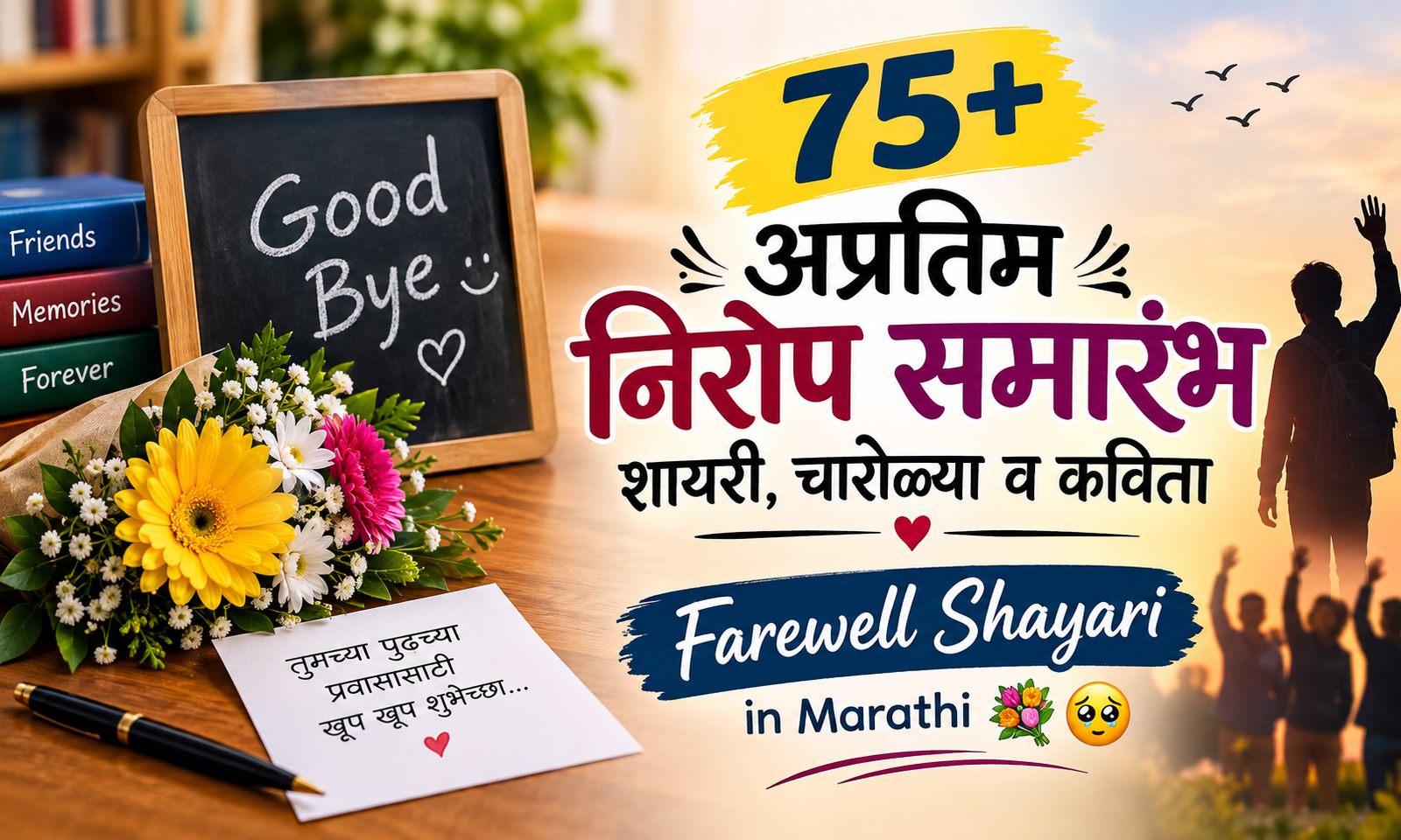 75+ अप्रतिम निरोप समारंभ शायरी, चारोळ्या व कविता | Farewell Shayari in Marathi 💐🥺