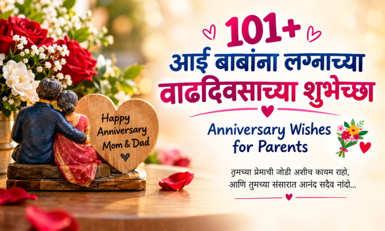 101+ आई बाबांना लग्नाच्या वाढदिवसाच्या शुभेच्छा | Anniversary Wishes for Parents 💐❤️