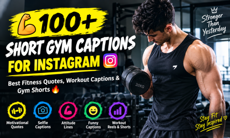💪 100+ Short Gym Captions for Instagram | Best Fitness Quotes, Workout Captions & Gym Shorts 🔥