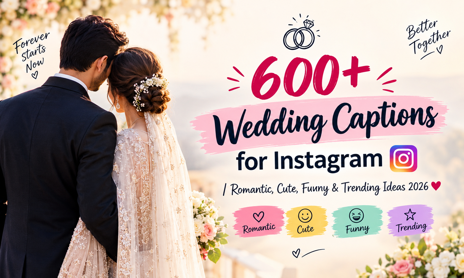 💍 600+ Wedding Captions for Instagram | Romantic, Cute, Funny & Trending Ideas 2026 ❤️