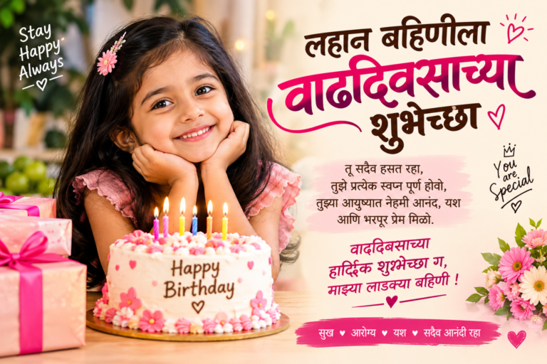 🎂 101+ लहान बहिणीला वाढदिवसाच्या शुभेच्छा | Birthday Wishes for Little Sister in Marathi ❤️